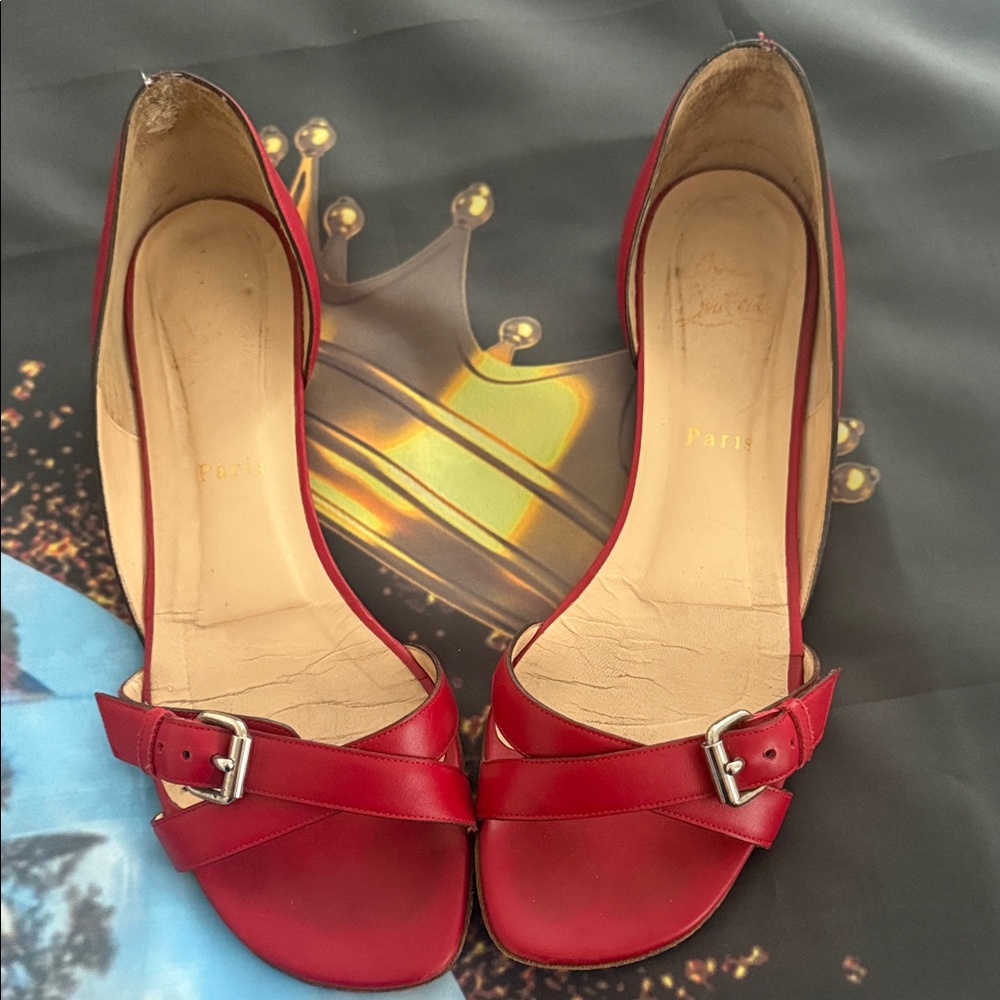 Christian Louboutin Red Flats with Buckle